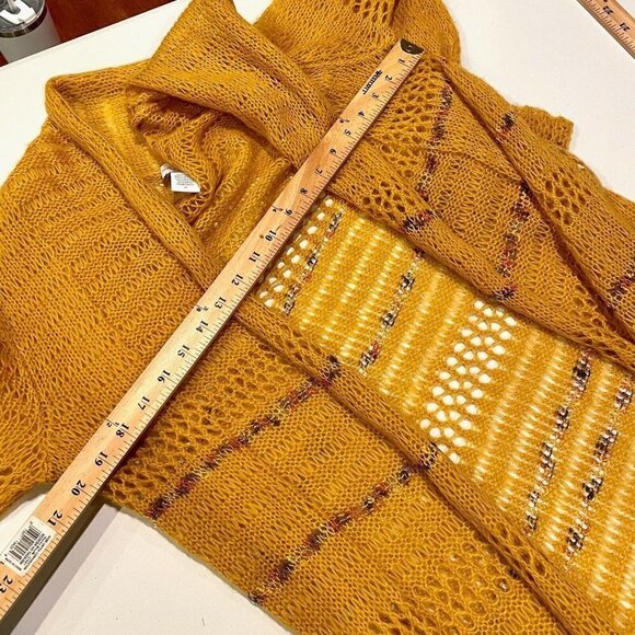 Soft Surroundings Longline Cardigan Sweater Womens M Yellow Open Knit Wool Blend - Picture 7 of 8